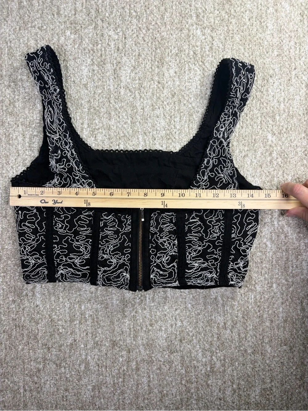 Free People Black Embroidered Cropped Tank